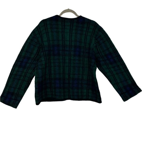 Vintage Green Wool Tartan Cardigan | Size L - Picture 2 of 7